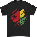 Torn Guinea-Bissau Flag Day Football Mens T-Shirt 100% Cotton Black