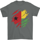 Torn Guinea-Bissau Flag Day Football Mens T-Shirt 100% Cotton Charcoal