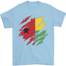 Torn Guinea-Bissau Flag Day Football Mens T-Shirt 100% Cotton Light Blue