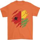 Torn Guinea-Bissau Flag Day Football Mens T-Shirt 100% Cotton Orange