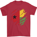 Torn Guinea-Bissau Flag Day Football Mens T-Shirt 100% Cotton Red