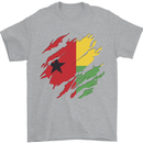 Torn Guinea-Bissau Flag Day Football Mens T-Shirt 100% Cotton Sports Grey