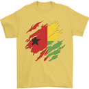 Torn Guinea-Bissau Flag Day Football Mens T-Shirt 100% Cotton Yellow