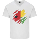 Torn Guinea-Bissau Flag Day Football Mens V-Neck Cotton T-Shirt White