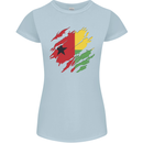 Torn Guinea-Bissau Flag Day Football Womens Petite Cut T-Shirt Light Blue