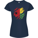 Torn Guinea-Bissau Flag Day Football Womens Petite Cut T-Shirt Navy Blue