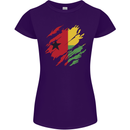 Torn Guinea-Bissau Flag Day Football Womens Petite Cut T-Shirt Purple