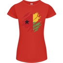 Torn Guinea-Bissau Flag Day Football Womens Petite Cut T-Shirt Red