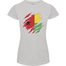 Torn Guinea-Bissau Flag Day Football Womens Petite Cut T-Shirt Sports Grey