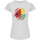 Torn Guinea-Bissau Flag Day Football Womens Petite Cut T-Shirt White