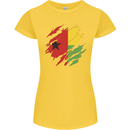Torn Guinea-Bissau Flag Day Football Womens Petite Cut T-Shirt Yellow