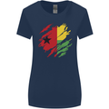 Torn Guinea-Bissau Flag Day Football Womens Wider Cut T-Shirt Navy Blue