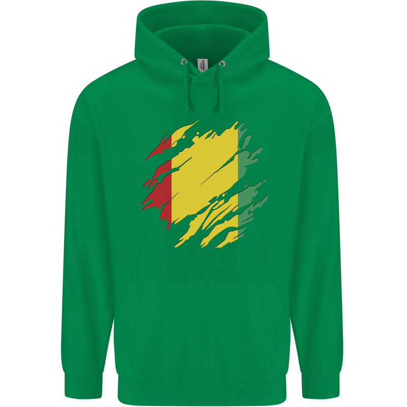 Torn Guinea Flag Guinean Day Football Childrens Kids Hoodie Irish Green