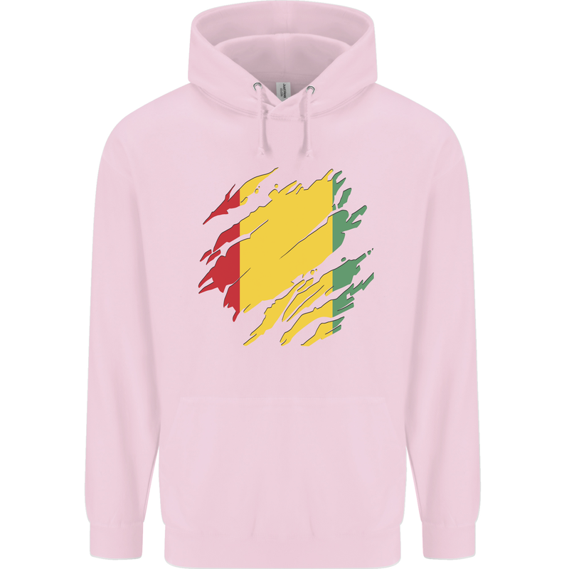 Torn Guinea Flag Guinean Day Football Childrens Kids Hoodie Light Pink