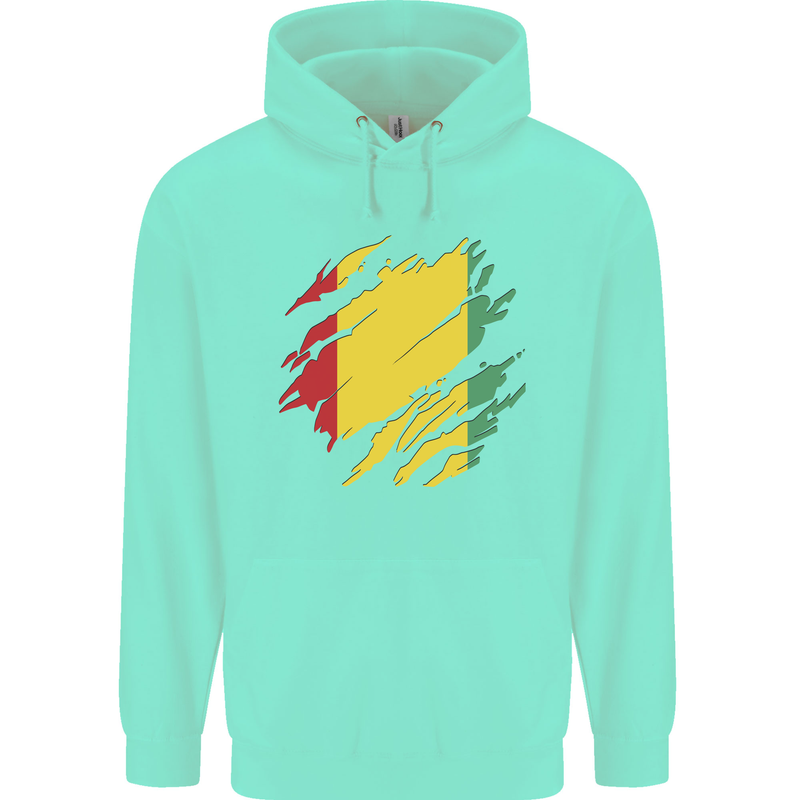 Torn Guinea Flag Guinean Day Football Childrens Kids Hoodie Peppermint