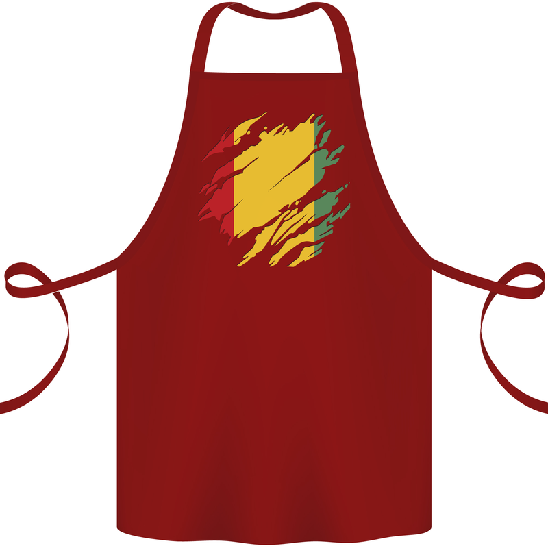 Torn Guinea Flag Guinean Day Football Cotton Apron 100% Organic Maroon