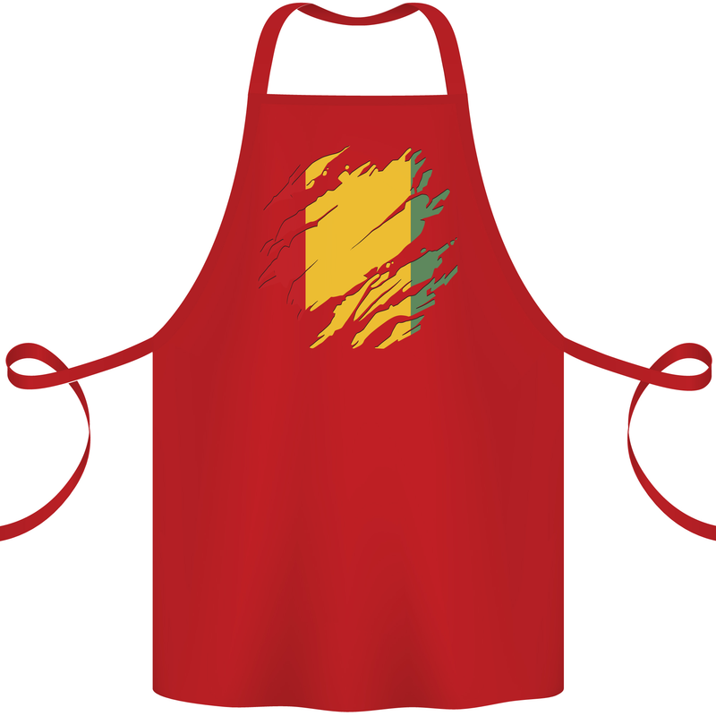 Torn Guinea Flag Guinean Day Football Cotton Apron 100% Organic Red