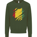 Torn Guinea Flag Guinean Day Football Kids Sweatshirt Jumper Forest Green