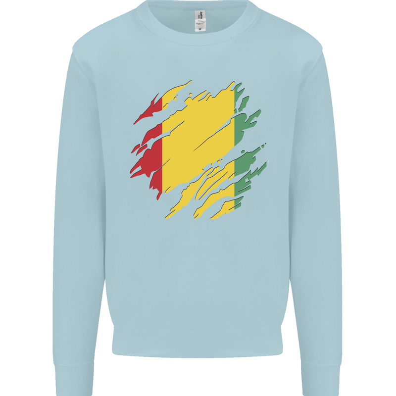 Torn Guinea Flag Guinean Day Football Kids Sweatshirt Jumper Light Blue