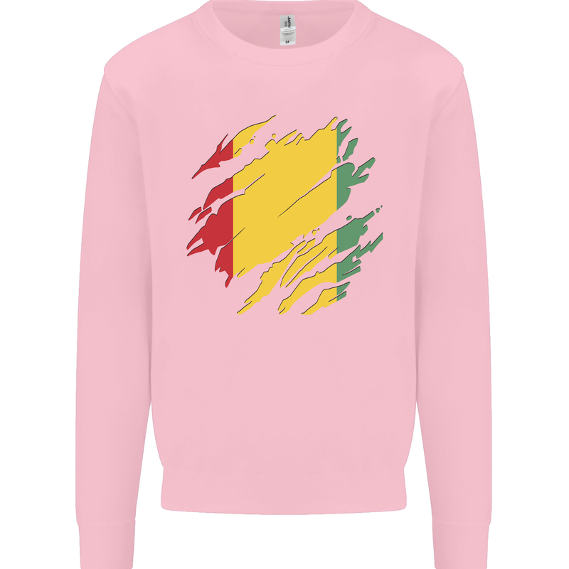 Torn Guinea Flag Guinean Day Football Kids Sweatshirt Jumper Light Pink