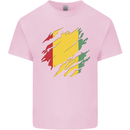 Torn Guinea Flag Guinean Day Football Kids T-Shirt Childrens Light Pink