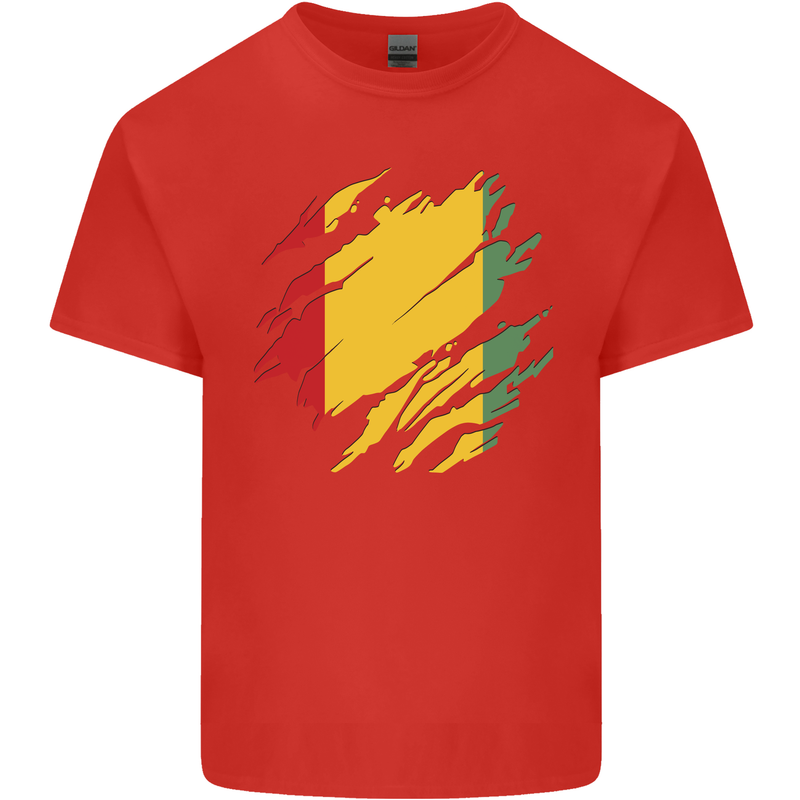 Torn Guinea Flag Guinean Day Football Kids T-Shirt Childrens Red