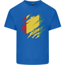 Torn Guinea Flag Guinean Day Football Kids T-Shirt Childrens Royal Blue