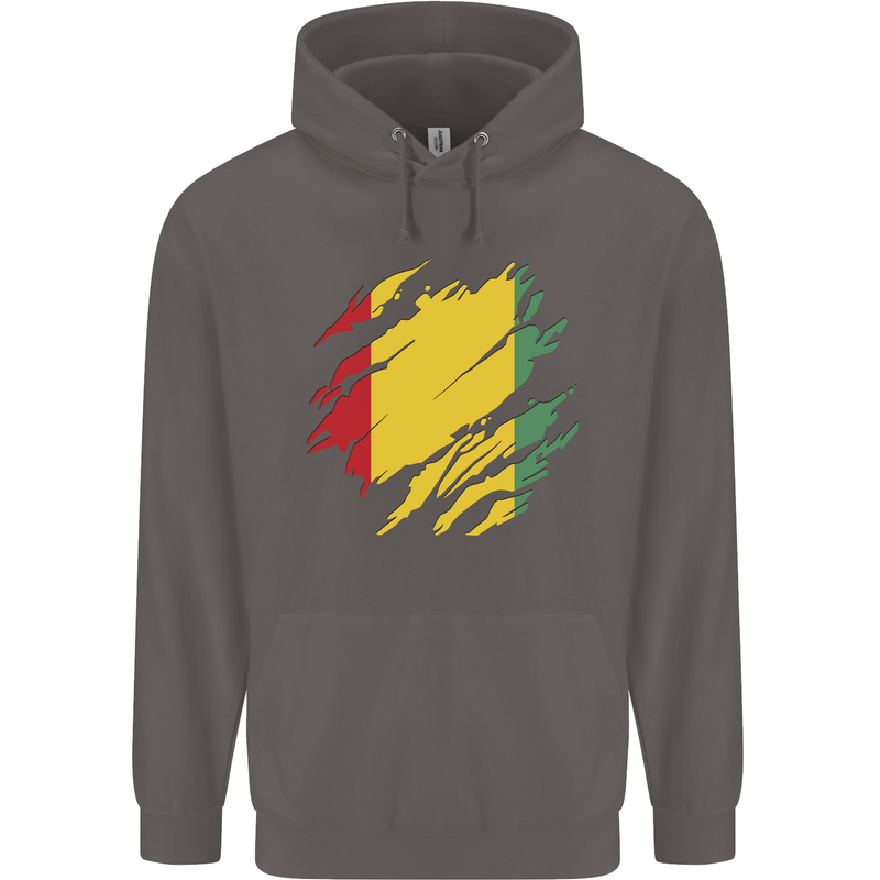 Torn Guinea Flag Guinean Day Football Mens 80% Cotton Hoodie Charcoal
