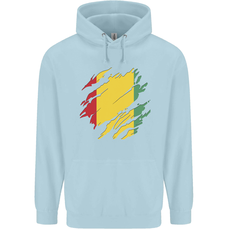 Torn Guinea Flag Guinean Day Football Mens 80% Cotton Hoodie Light Blue