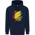 Torn Guinea Flag Guinean Day Football Mens 80% Cotton Hoodie Navy Blue
