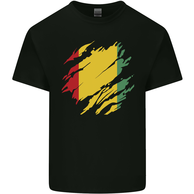 Torn Guinea Flag Guinean Day Football Mens Cotton T-Shirt Tee Top Black