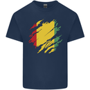 Torn Guinea Flag Guinean Day Football Mens Cotton T-Shirt Tee Top Navy Blue