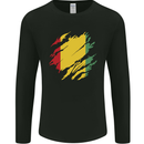 Torn Guinea Flag Guinean Day Football Mens Long Sleeve T-Shirt Black