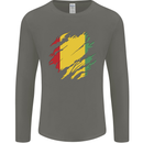 Torn Guinea Flag Guinean Day Football Mens Long Sleeve T-Shirt Charcoal