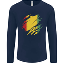 Torn Guinea Flag Guinean Day Football Mens Long Sleeve T-Shirt Navy Blue