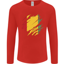 Torn Guinea Flag Guinean Day Football Mens Long Sleeve T-Shirt Red