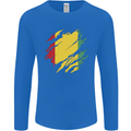 Torn Guinea Flag Guinean Day Football Mens Long Sleeve T-Shirt Royal Blue