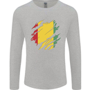 Torn Guinea Flag Guinean Day Football Mens Long Sleeve T-Shirt Sports Grey
