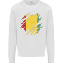 Torn Guinea Flag Guinean Day Football Mens Sweatshirt Jumper White