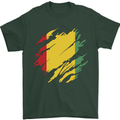 Torn Guinea Flag Guinean Day Football Mens T-Shirt 100% Cotton Forest Green
