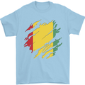 Torn Guinea Flag Guinean Day Football Mens T-Shirt 100% Cotton Light Blue