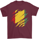 Torn Guinea Flag Guinean Day Football Mens T-Shirt 100% Cotton Maroon