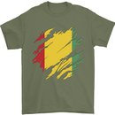 Torn Guinea Flag Guinean Day Football Mens T-Shirt 100% Cotton Military Green