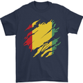 Torn Guinea Flag Guinean Day Football Mens T-Shirt 100% Cotton Navy Blue
