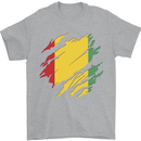 Torn Guinea Flag Guinean Day Football Mens T-Shirt 100% Cotton Sports Grey