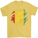 Torn Guinea Flag Guinean Day Football Mens T-Shirt 100% Cotton Yellow