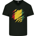 Torn Guinea Flag Guinean Day Football Mens V-Neck Cotton T-Shirt Black
