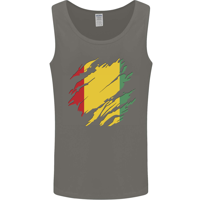 Torn Guinea Flag Guinean Day Football Mens Vest Tank Top Charcoal
