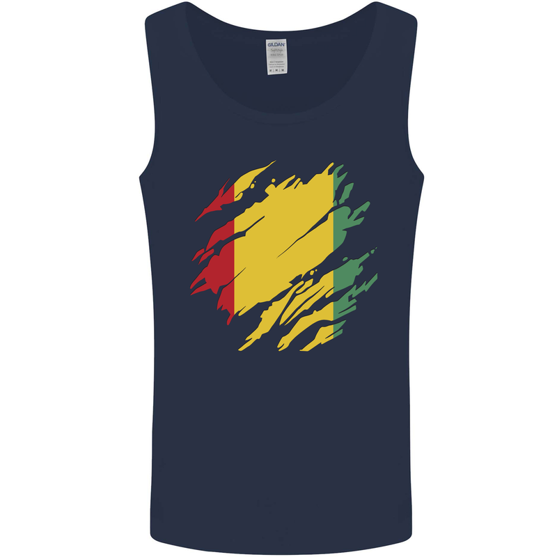 Torn Guinea Flag Guinean Day Football Mens Vest Tank Top Navy Blue