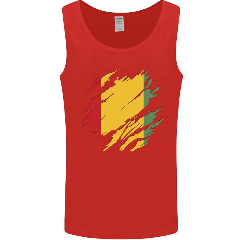 Torn Guinea Flag Guinean Day Football Mens Vest Tank Top Red